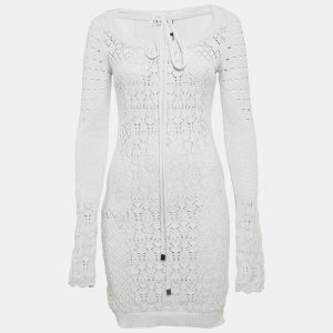 The Attico Lilac Purple Crochet Knit Long Sleeve Taylor Mini Dress M, Dresses - Luxury Closet