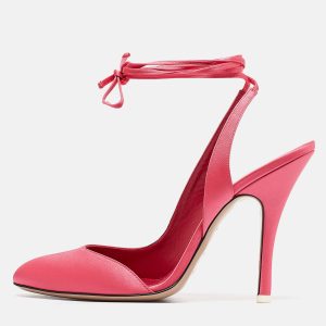The Attico Pink Satin Carrie Ankle Wrap Pumps Size 40.5, Sandals - Luxury Closet