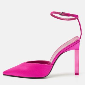 The Attico Pink Satin Perine Ankle Strap Pumps Size 37, Pumps - Luxury Closet