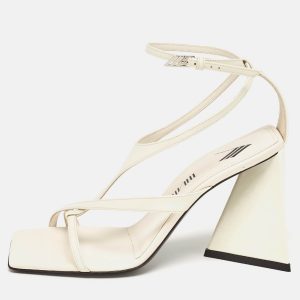 The Attico Cream Patent Devon Ankle Strap Sandals Size 38.5, Sandals - Luxury Closet