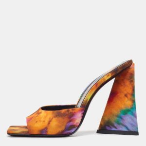 The Attico Multicolor Canvas Block Heel Slide Sandals Size 39, Sandals - Luxury Closet