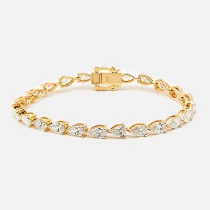 7.6 cts Pear Brilliant 18k Yellow Gold Lab Grown Diamonds Bracelet, Bracelets - Luxury Closet