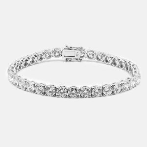 13.6 cts Round Brilliant Cut 18k White Gold Cut Lab Grown Diamonds Tennis Bracelet, Bracelets - Luxury Closet