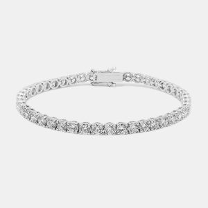 7.8 cts Round Brilliant Cut 18k White Gold Lab Grown Diamond Tennis Bracelet, Bracelets - Luxury Closet