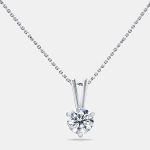 0.50 cts Round Brilliant Cut 18k White Gold Lab Grown Diamond Solitaire Pendant Necklace, Necklaces - Luxury Closet catalog