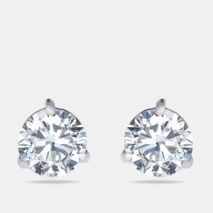 0.62 cts Round Brilliant Cut 18k White Gold Lab Grown Diamonds Solitaire Stud Earrings, Earrings - Luxury Closet catalog