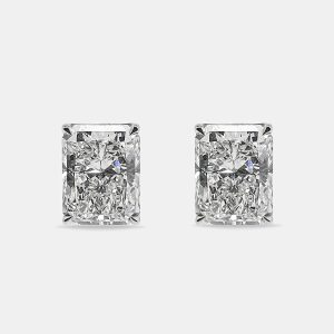 6.00 cts Radiant Cut 18k White Gold Lab Grown Diamonds Solitaire Stud Earrings, Earrings - Luxury Closet catalog