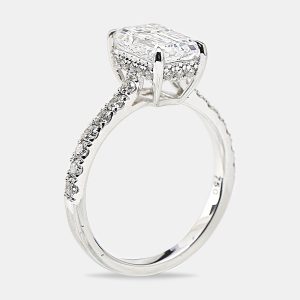 2.40 cts 18k White Gold Emerald Cut; Round Brilliant Lab Grown Diamonds Ring Size 52, Rings - Luxury Closet