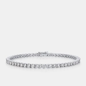 7.58 cts Round Brilliant Cut Lab Grown Diamond 18k White Gold Tennis Bracelet, Bracelets - Luxury Closet