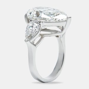 12 cts Pear Brilliant Cut Lab Grown Diamond 18k White Gold Ring Size 53, Rings - Luxury Closet