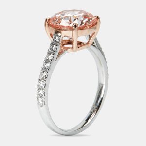 3.40 cts Pink Round Lab Grown Diamond 18k Two Tone Gold Ring Size 52, Rings - Luxury Closet catalog