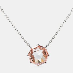 6.00 cts Pink Octagonal Step Cut 18k White Gold Lab Grown Diamonds Chain Necklace, Necklaces - Luxury Closet