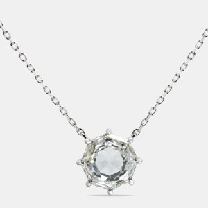 6.00 cts Octagonal Step Cut Lab Grown Diamond 18k White Gold Chain Necklace, Necklaces - Luxury Closet