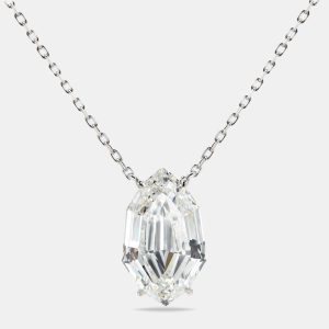 10.00 cts Decagonal Step Cut Lab Grown Diamond 18k White Gold Chain Necklace, Necklaces - Luxury Closet