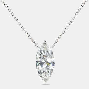 7.00 cts Marquise Briliant Lab Grown Diamond 18k White Gold Chain Necklace, Necklaces - Luxury Closet