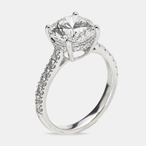 3.50 cts 18k White Gold Round Brilliant Lab Grown Diamonds Ring Size 52, Rings - Luxury Closet