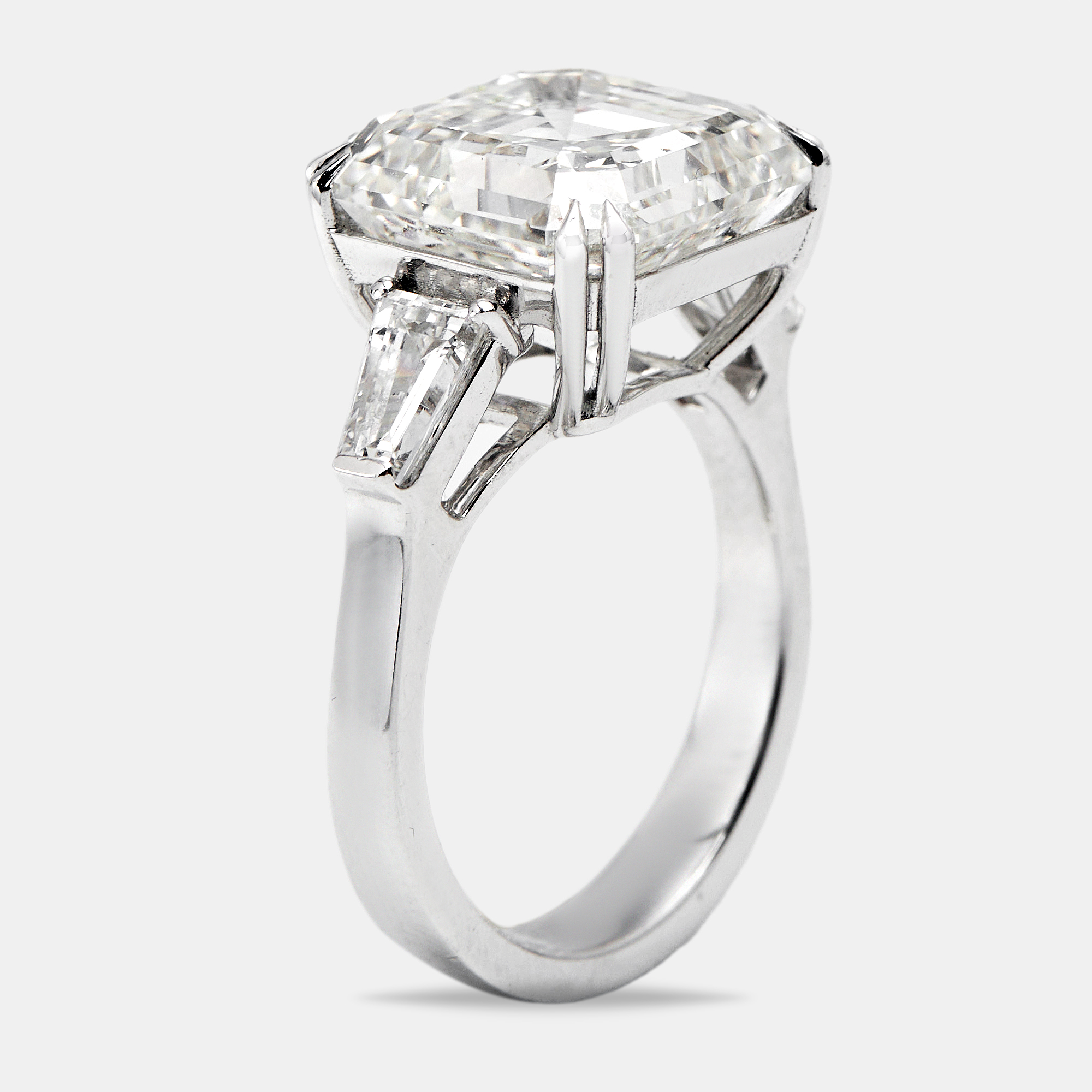 11.00 cts Asscher Cut and Trapezoid Lab Grown Diamond 18k White Gold Ring Size 53, Rings - Luxury Closet catalog