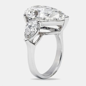 12.00 cts Pear Brilliant Cut Lab Grown Diamond 18k White Gold Ring Size 53, Rings - Luxury Closet