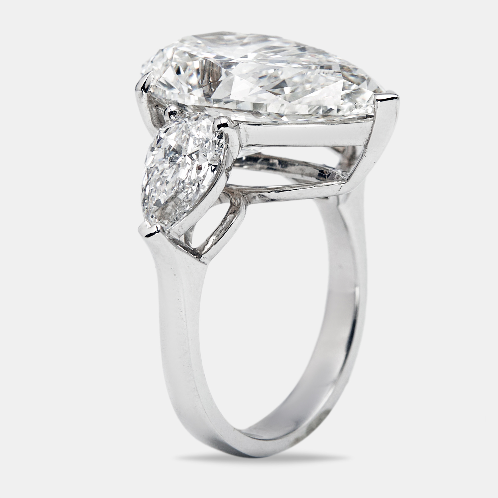 12.00 cts Pear Brilliant Cut Lab Grown Diamond 18k White Gold Ring Size 53, Rings - Luxury Closet