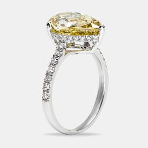 4.50 cts Yellow Pear and Round Lab Grown Diamond 18k White Gold Ring Size 52, Rings - Luxury Closet