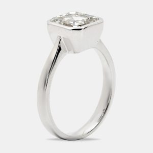 3.00 cts Asscher Cut Lab Grown Diamond 18k White Gold Ring Size 52, Rings - Luxury Closet