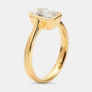 1.50 cts Radiant Brilliant Cut 18k Yellow Gold Lab Grown Diamonds Ring Size 52, Rings - Luxury Closet