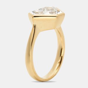 3.50 cts Triangle Step Cut Lab Grown Diamond 18k Yellow Gold Ring Size 52, Rings - Luxury Closet