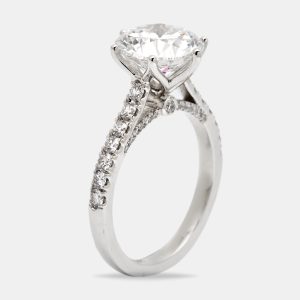 3.65 cts Round Brilliant Lab Grown Diamond 18k White Gold Ring Size 53, Rings - Luxury Closet