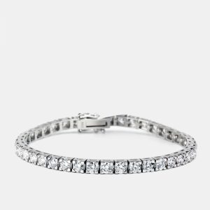 6.45 cts Round Brilliant Cut Lab Grown Diamonds 18k White Gold Tennis Bracelet, Bracelets - Luxury Closet