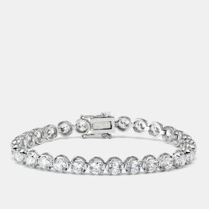 8.61 cts Round Brilliant Cut Lab Grown Diamonds 18k White Gold Tennis Bracelet, Bracelets - Luxury Closet