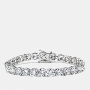 20.13 cts Round Brilliant Cut Lab Grown Diamonds 18k White Gold Tennis Bracelet, Bracelets - Luxury Closet