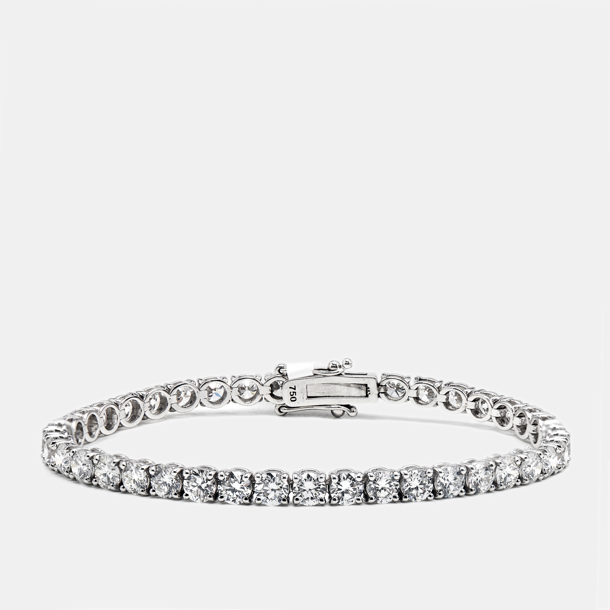 7.93 cts Round Brilliant Cut Lab Grown Diamonds 18k White Gold Tennis Bracelet, Bracelets - Luxury Closet
