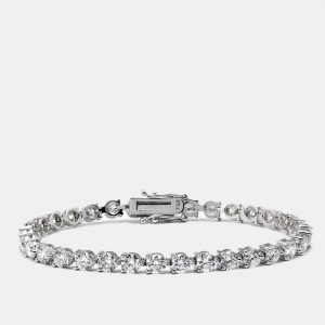 8.02 cts Round Brilliant Cut Lab Grown Diamonds 18k White Gold Tennis Bracelet, Bracelets - Luxury Closet