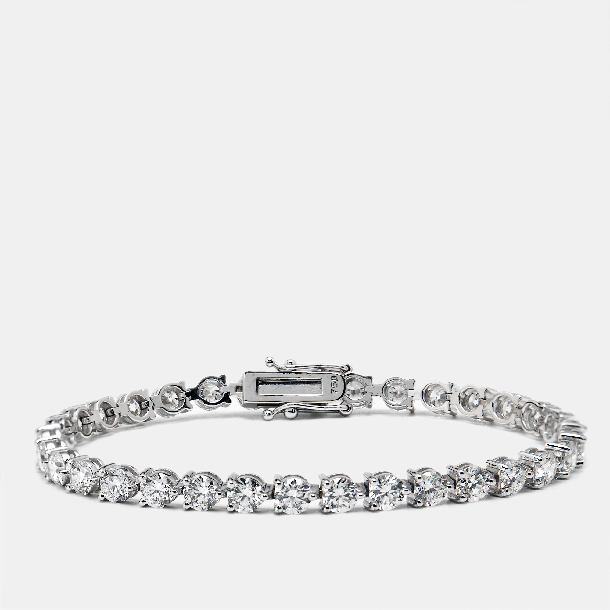 8.02 cts Round Brilliant Cut Lab Grown Diamonds 18k White Gold Tennis Bracelet, Bracelets - Luxury Closet