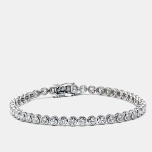 5.96 cts Round Brilliant Cut Lab Grown Diamonds 18k White Gold Tennis Bracelet, Bracelets - Luxury Closet