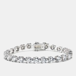 12.98 cts Round Brilliant Cut Lab Grown Diamonds 18k White Gold Tennis Bracelet, Bracelets - Luxury Closet