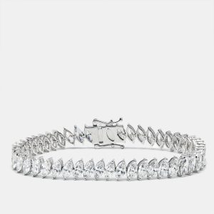 15.31 cts Marquise Brilliant Cut Lab Grown Diamonds 18k White Gold Tennis Bracelet, Bracelets - Luxury Closet