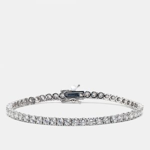 5.40 cts Round Brilliant Cut Lab Grown Diamonds 18k White Gold Tennis Bracelet, Bracelets - Luxury Closet