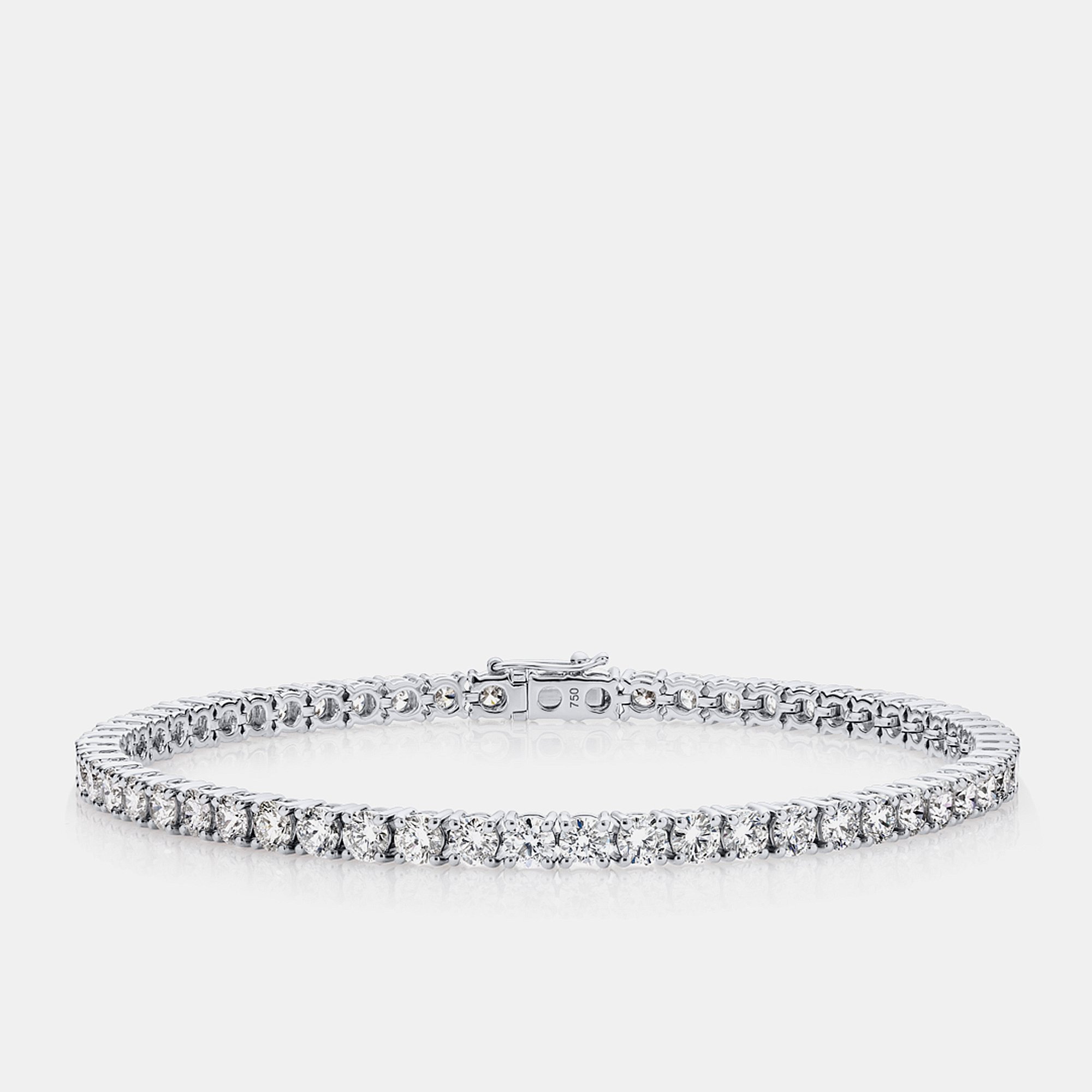 7.50 cts Round Brilliant Cut Lab Grown Diamonds 18k White Gold Tennis Bracelet, Bracelets - Luxury Closet