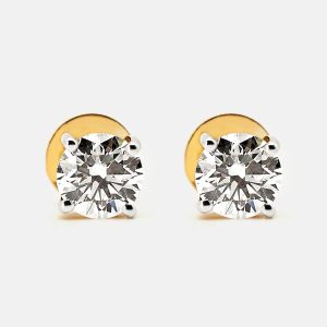 2.00 cts Round Brilliant Cut 18k Yellow Gold Lab Grown Diamonds Earrings, Earrings - Luxury Closet