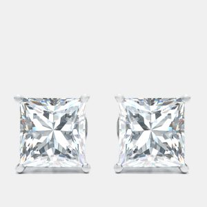 6.00 cts Princess Cut Lab Grown Diamond 18k White Gold Earrings, Earrings - Luxury Closet