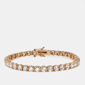 9.80 cts Round Brilliant Lab Grown Diamonds 18k Rose Gold Tennis Bracelet, Bracelets - Luxury Closet