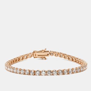 6.00 cts Round Brilliant Lab Grown Diamonds 18k Rose Gold Tennis Bracelet, Bracelets - Luxury Closet