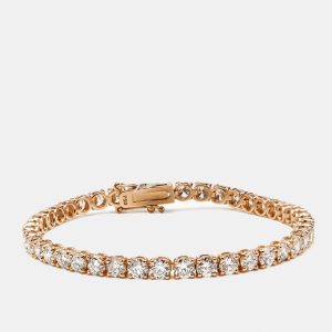 8.00 cts Round Brilliant Lab Grown Diamonds 18k Rose Gold Tennis Bracelet, Bracelets - Luxury Closet