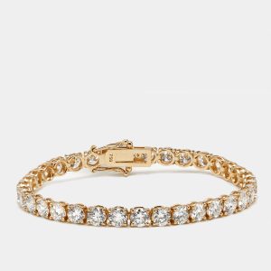 11 cts Round Brilliant Lab Grown Diamonds 18k Rose Gold Tennis Bracelet, Bracelets - Luxury Closet