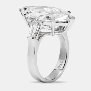 11.00 cts Marquise and Tapper Lab Grown Diamond 18k White Gold Ring Size 51, Rings - Luxury Closet