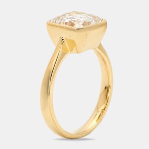 3.00 cts Square Radiant Brilliant Cut Lab Grown Diamond 18k Yellow Gold Ring Size 51, Rings - Luxury Closet