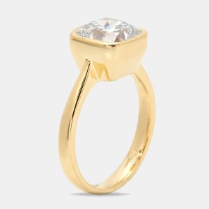 3.00 cts Cushion Brilliant 18k Yellow Gold Lab Grown Diamonds Ring Size 51, Rings - Luxury Closet