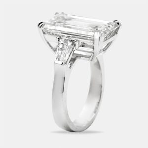 10.50 cts Emerald Cut and Tapper Lab Grown Diamond 18k White Gold Ring Size 51, Rings - Luxury Closet