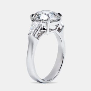3.70 cts Round Baguette 18k White Gold Lab Grown Diamond Ring Size 51, Rings - Luxury Closet